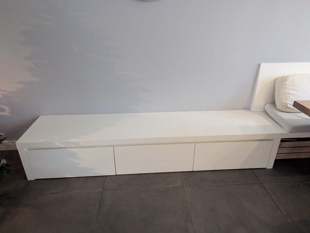 Eetkamerbank met opberglades, Ophalen, Gebruikt, Hout, Wit, modern, strak