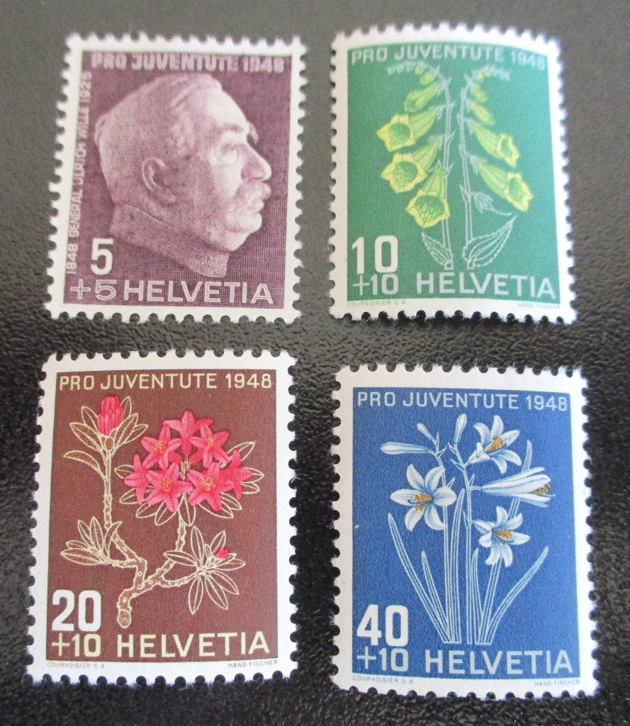 Zwitserland, serie Pro Juventute Alpenbloemen, 1948, Verzenden, Postfris