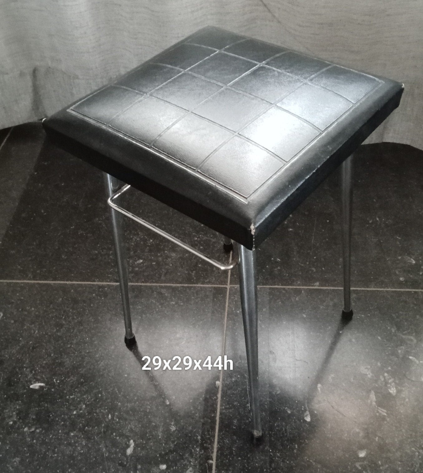 Origineel Vintage Brabantia Krukje – Zwart Skai & Chroom – J, Ophalen, Gebruikt, Staal