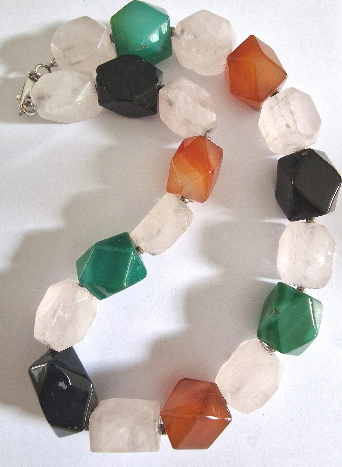 Forse edelstenen ketting met zilveren sluiting., Ophalen of Verzenden, Zo goed als nieuw, Zilver
