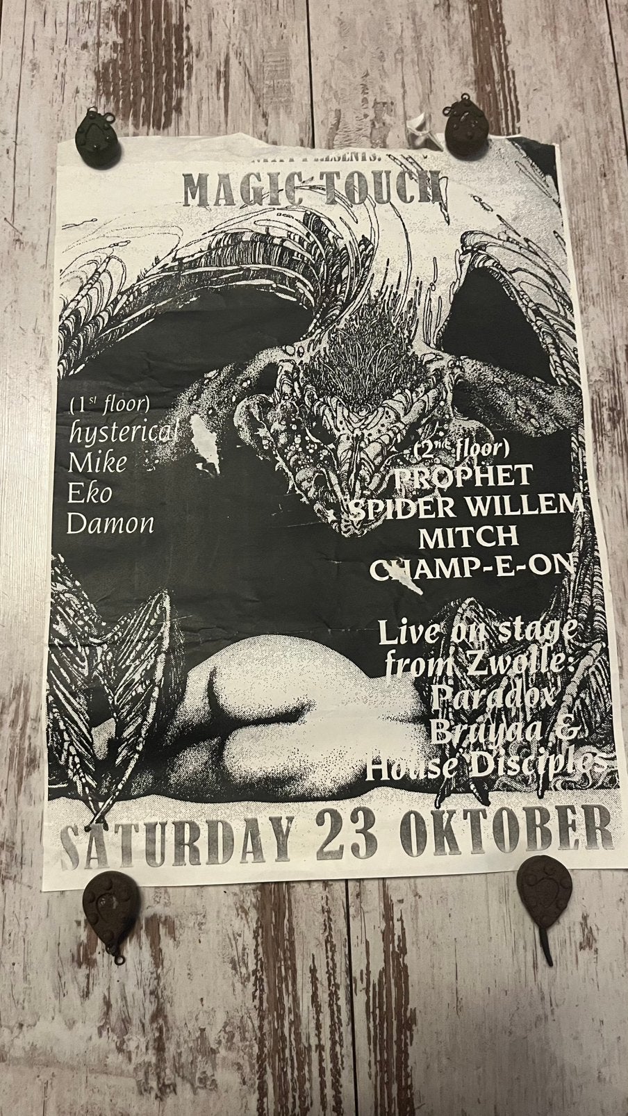 Magic touch poster gabber hardcore rave Thunderdome, Ophalen of Verzenden, Gebruikt, A1 t/m A3