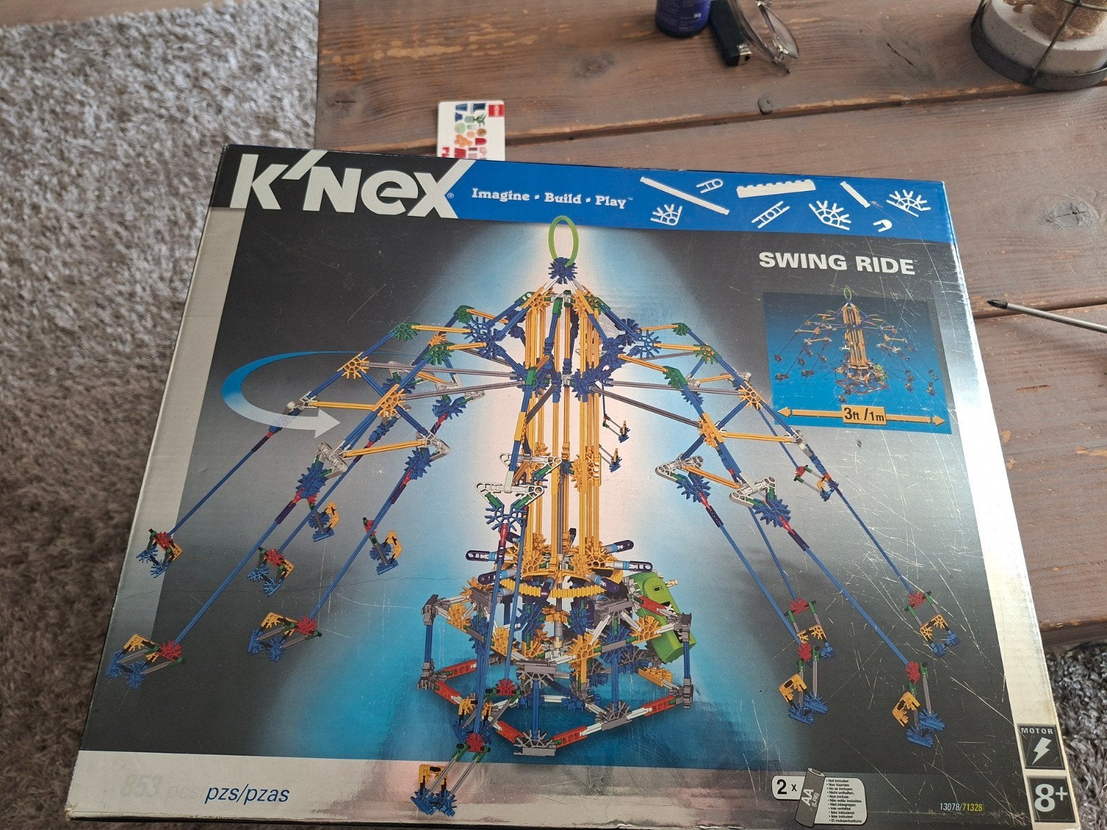K'nex Swing Ride met 853 onderdelen en motor, Ophalen of Verzenden, Gebruikt, K'nex