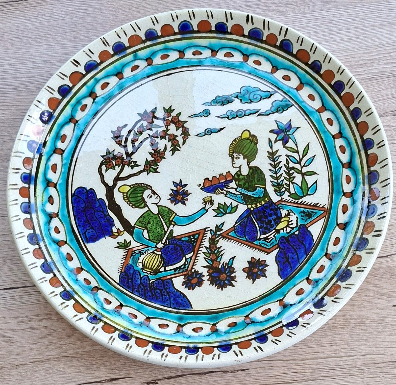 Handbeschilderde Perzische wandbord, Antiek en Kunst, Ophalen of Verzenden