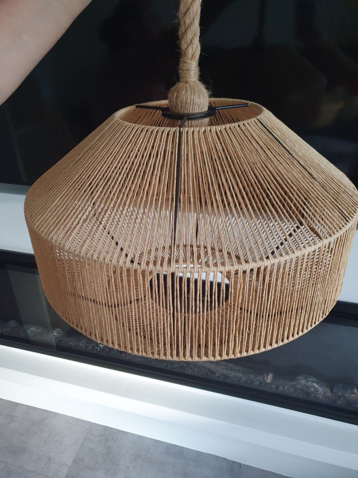 Jute hanglamp - Boheemse stijl - Zo goed als nieuw, Overige materialen, Ophalen of Verzenden, Zo goed als nieuw, Boheems