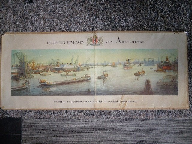 oude schoolplaat: De zee- en rijnhaven van Amsterdam, Ophalen, Maritiem / water, Gedateerd, Oud hollands