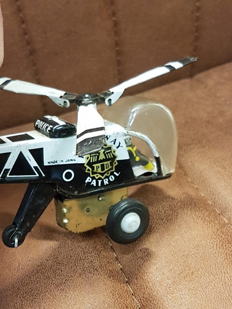 Highway patrol, blikken speelgoed helikopter uit Japan., Ophalen of Verzenden
