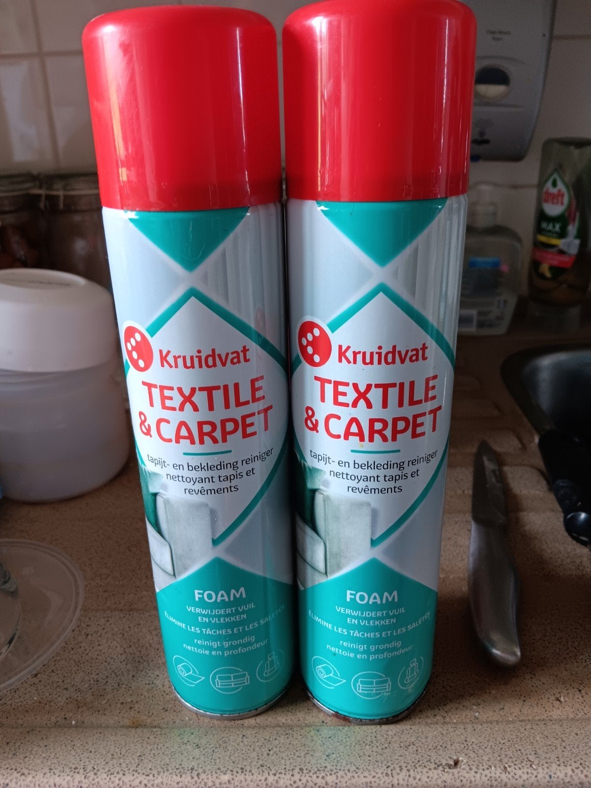 Kruidvat Textiel & Tapijt Reiniger Foam - 2 stuks, Ophalen of Verzenden, Schoonmaakmiddel