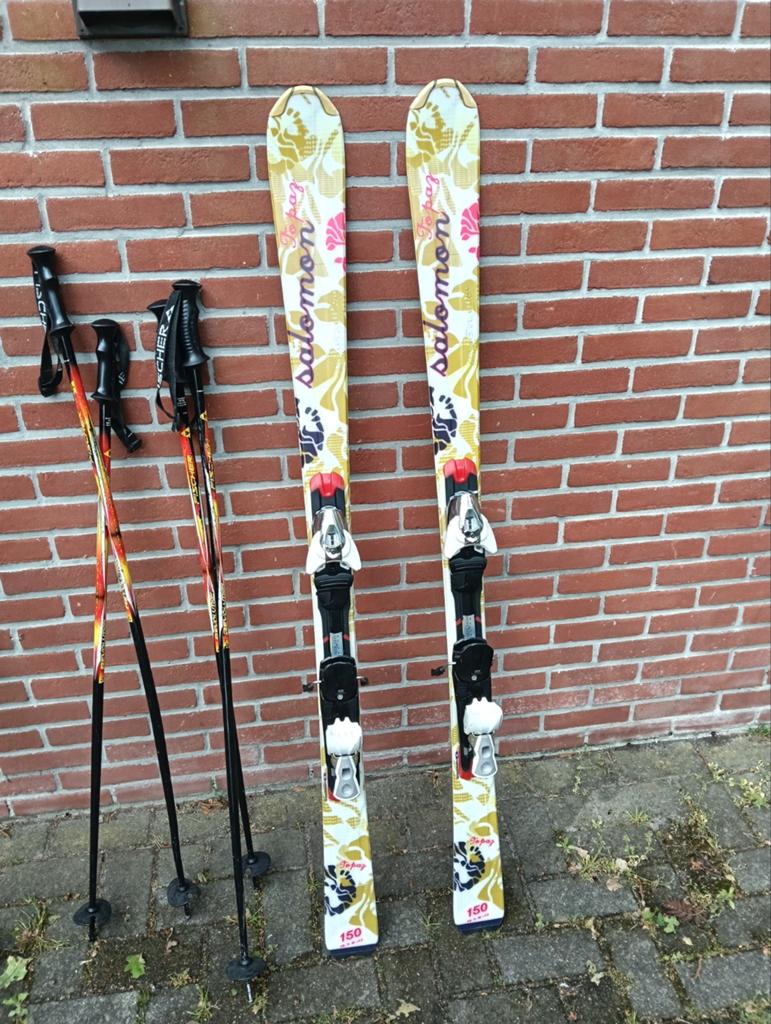 Kinder skies met 3 paar stokken, Ophalen, 160 tot 180 cm, Ski's, Overige merken