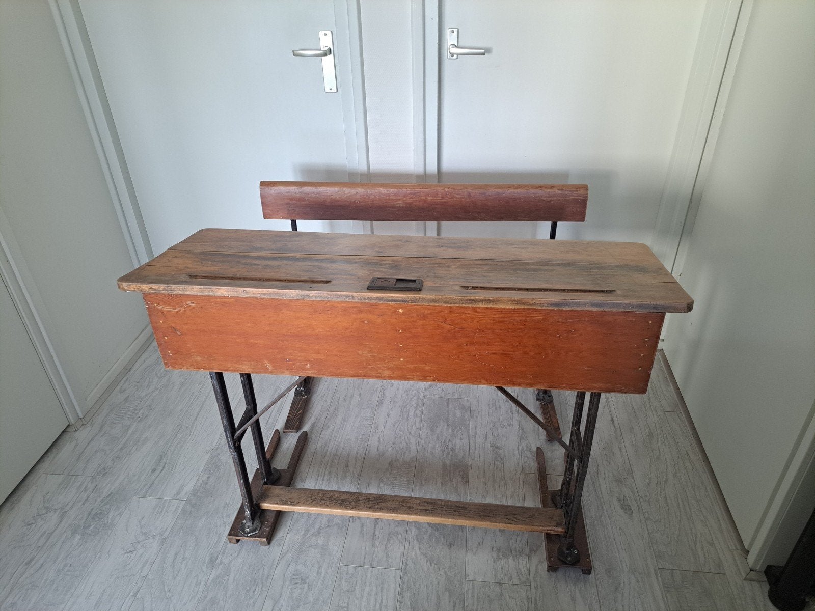 Vintage schoolbank met tafel - Jaren '50, Ophalen of Verzenden