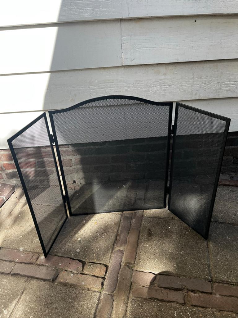 Zwart metalen haardscherm - 3-delig, 102x60 cm, Huis en Inrichting, Haarden, Ophalen, Gebruikt, Vrijstaande haard, Overige soorten