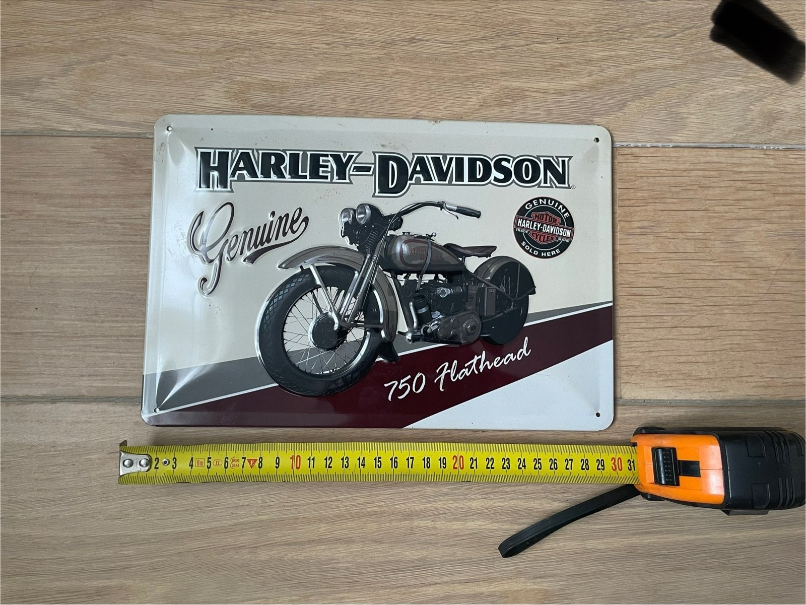 Vintage Harley-Davidson 750 Flathead Reclamebord, Ophalen of Verzenden, Zo goed als nieuw, Motoren