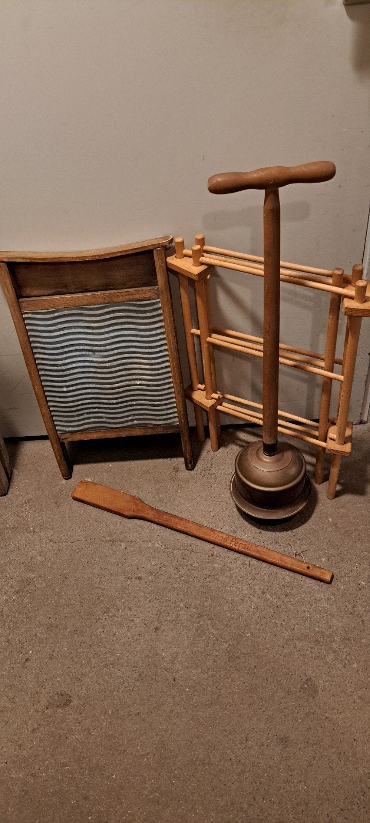Vintage Wasbord, Wasstamper en Droogrek - Complete Set, Ophalen