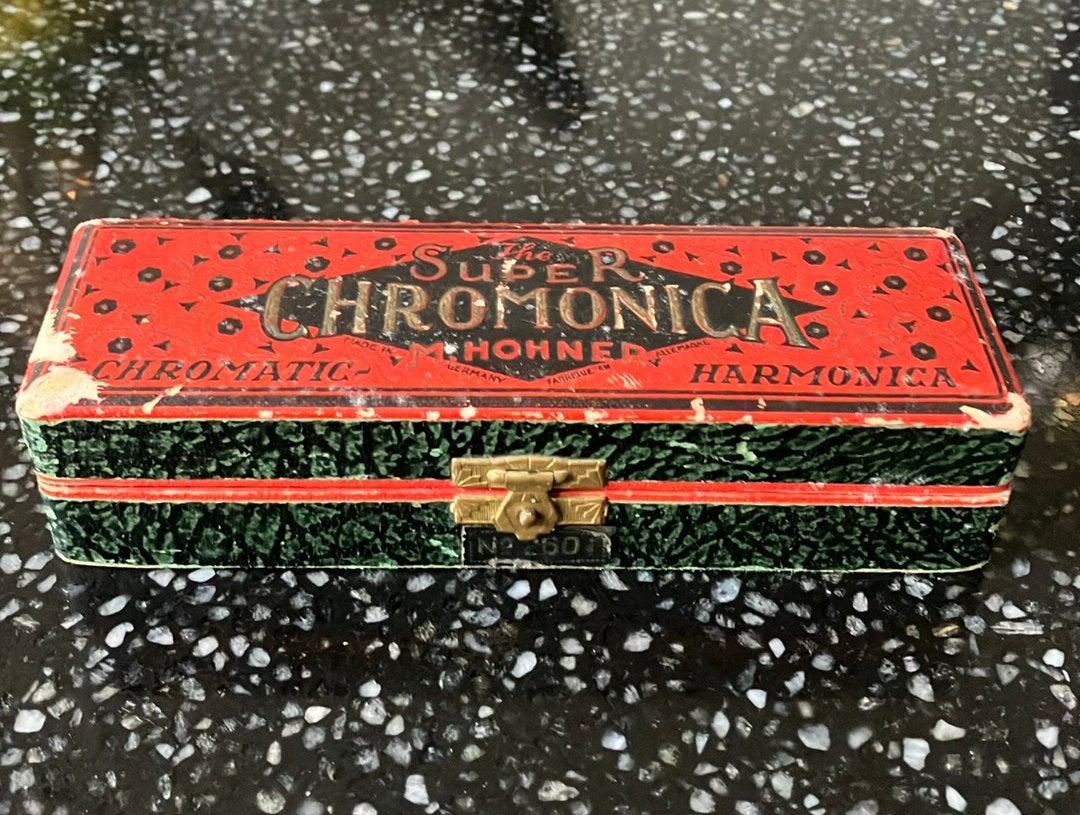 Mondharmonica org.Doos the super Chromonica M. Hohner Frans, Ophalen, Gebruikt, C-mondharmonica
