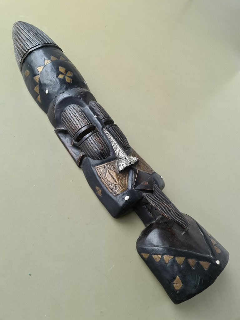 div. Afrikaans houten maskers kruk tribal Ashanti Luba Ghana, Antiek en Kunst, Hout, Bruin, Afrika, Masker