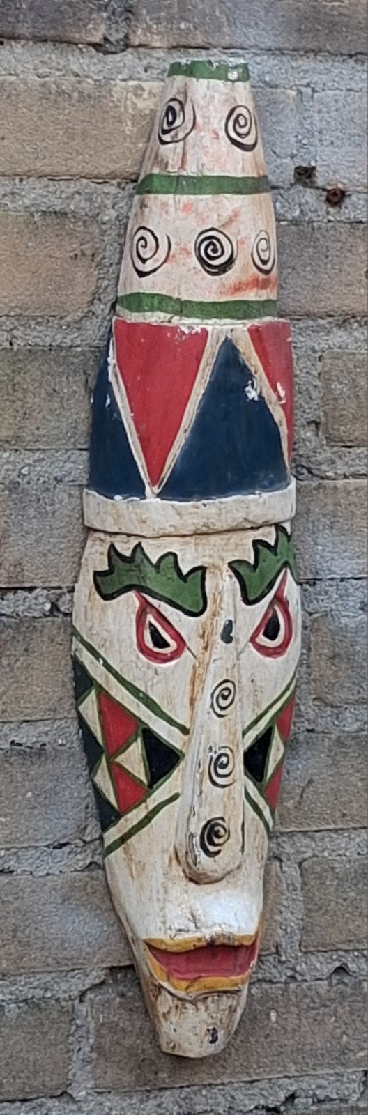 Masker. Afrika/Gabon.  Long Fang Mask. 11/49/5.5 cm., Afrika, Masker, Handgemaakt, Ophalen