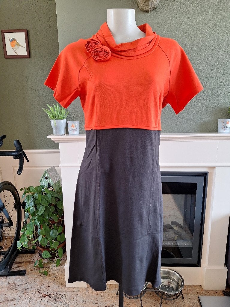 Atmos Fashion oranje bruine jurk 42 44 L, Kleding | Dames, Verzenden, Maat 42/44 (L), Oranje, Zo goed als nieuw