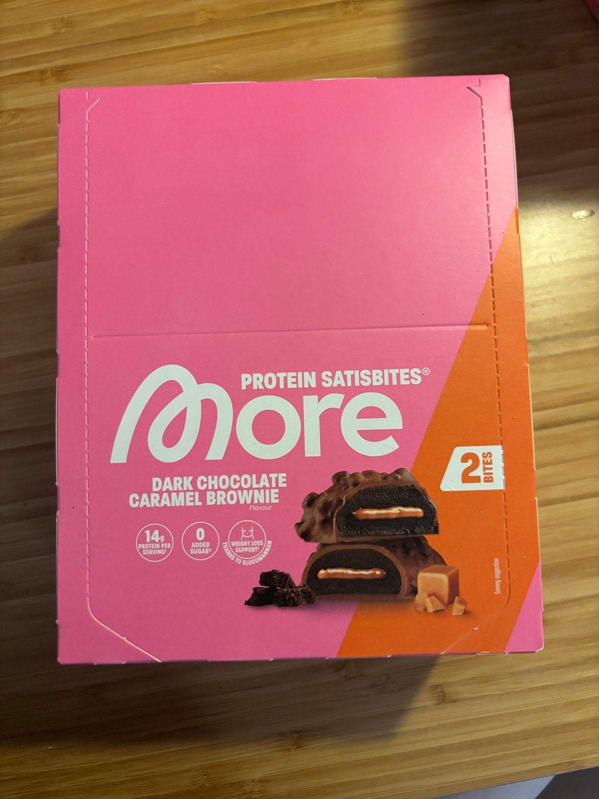 More nutrition satisbites - dark chocolate caramel brownie., Sport en Fitness, Gezondheidsproducten en Wellness, Ophalen of Verzenden