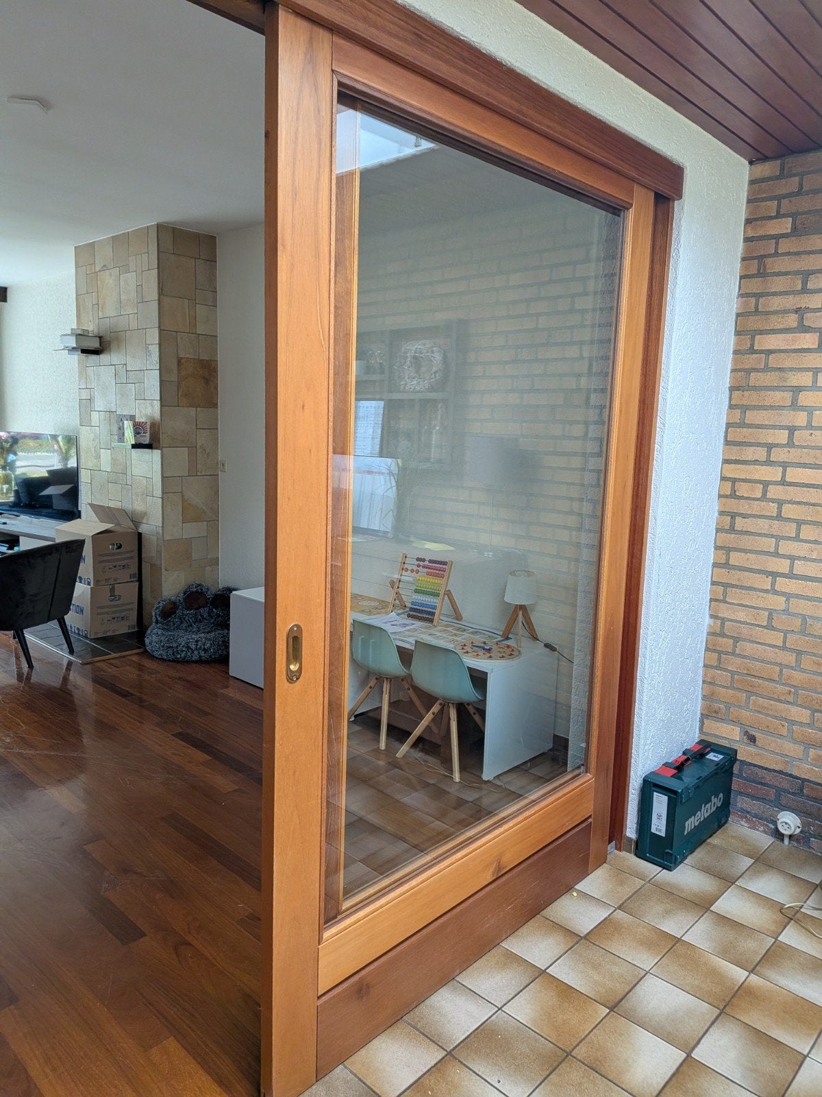 Houten schuifdeuren met enkel glas, Doe-het-zelf en Verbouw, Ophalen, Gebruikt, Binnendeur, Schuifdeur