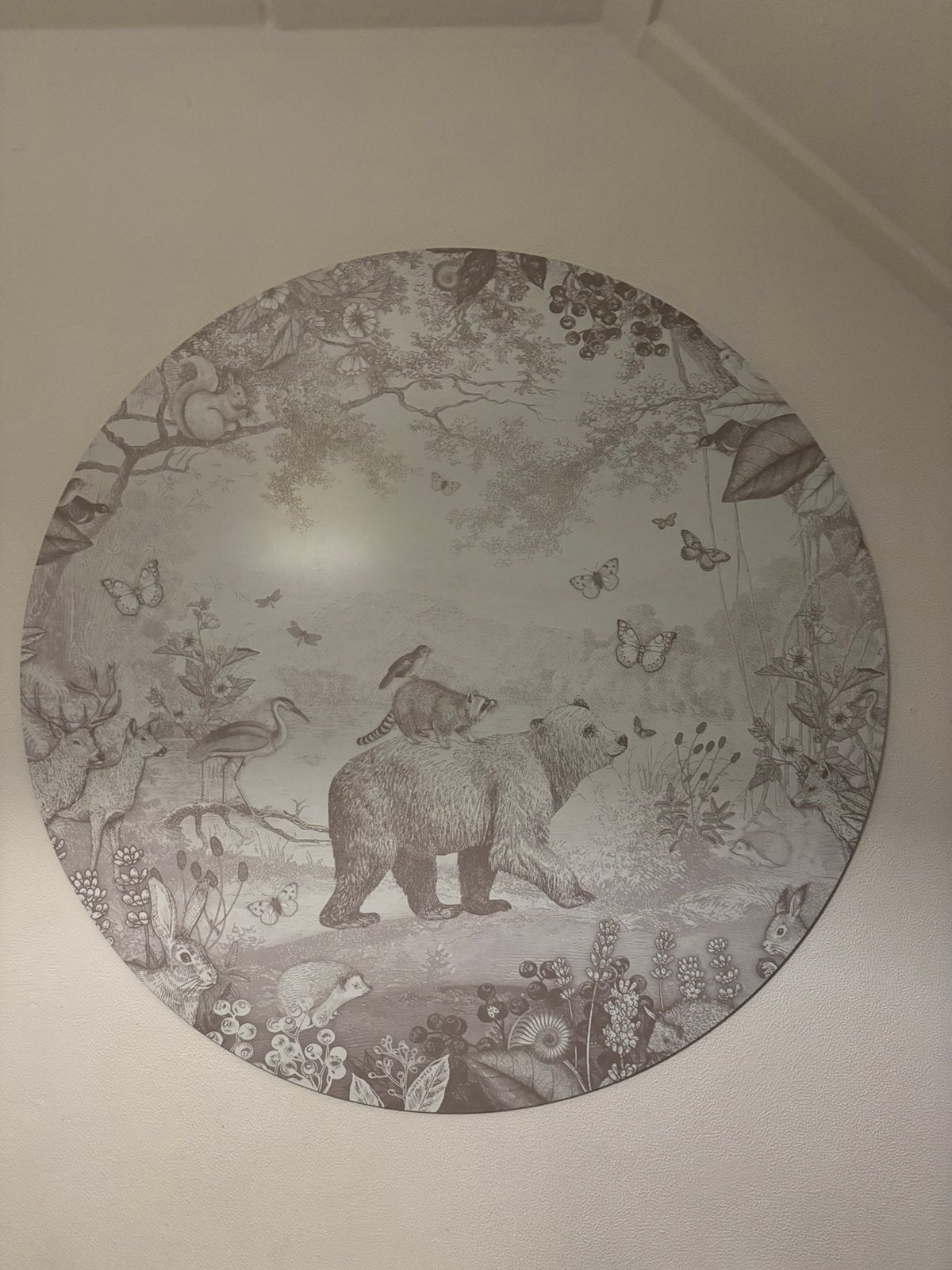 Pimpelmees dibond cirkel ‘bosdieren’ 100cm, Huis en Inrichting, Ophalen, Zo goed als nieuw