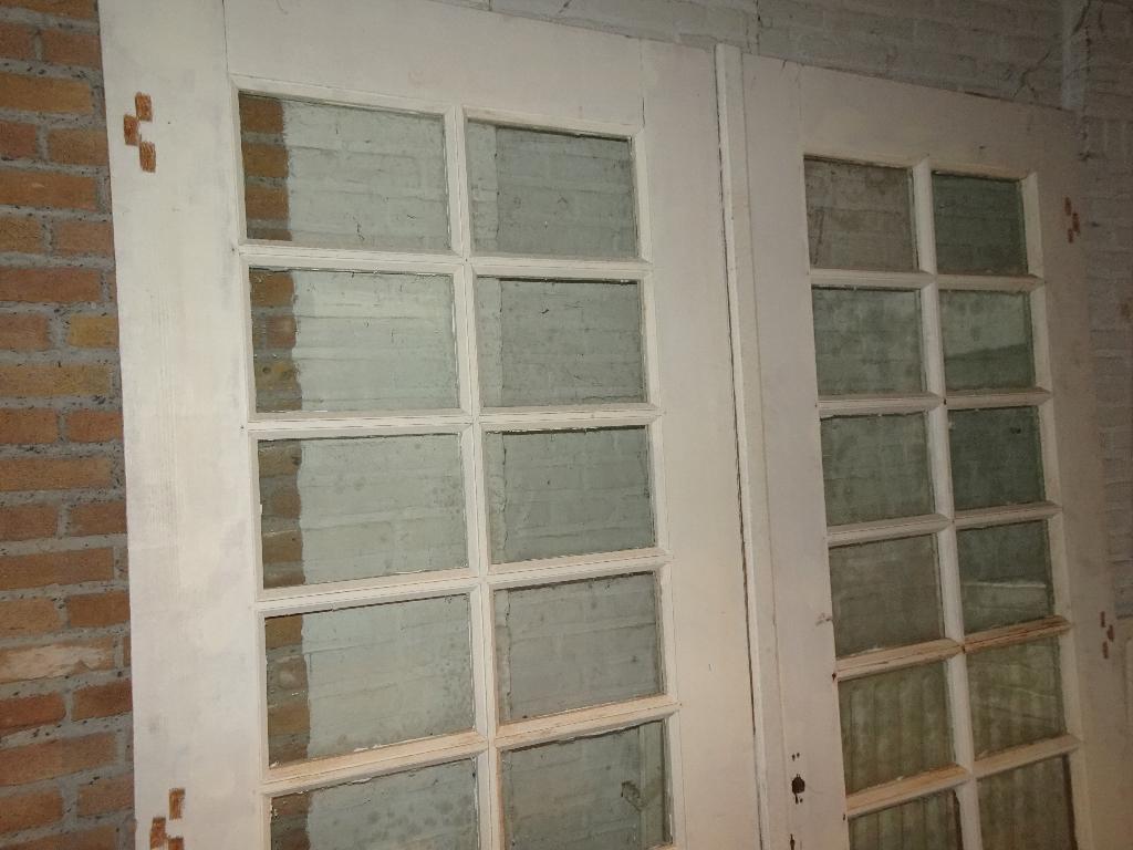 Antieke set dubbele deuren met oud glas, Ophalen, Gebruikt, Binnendeur, Glas