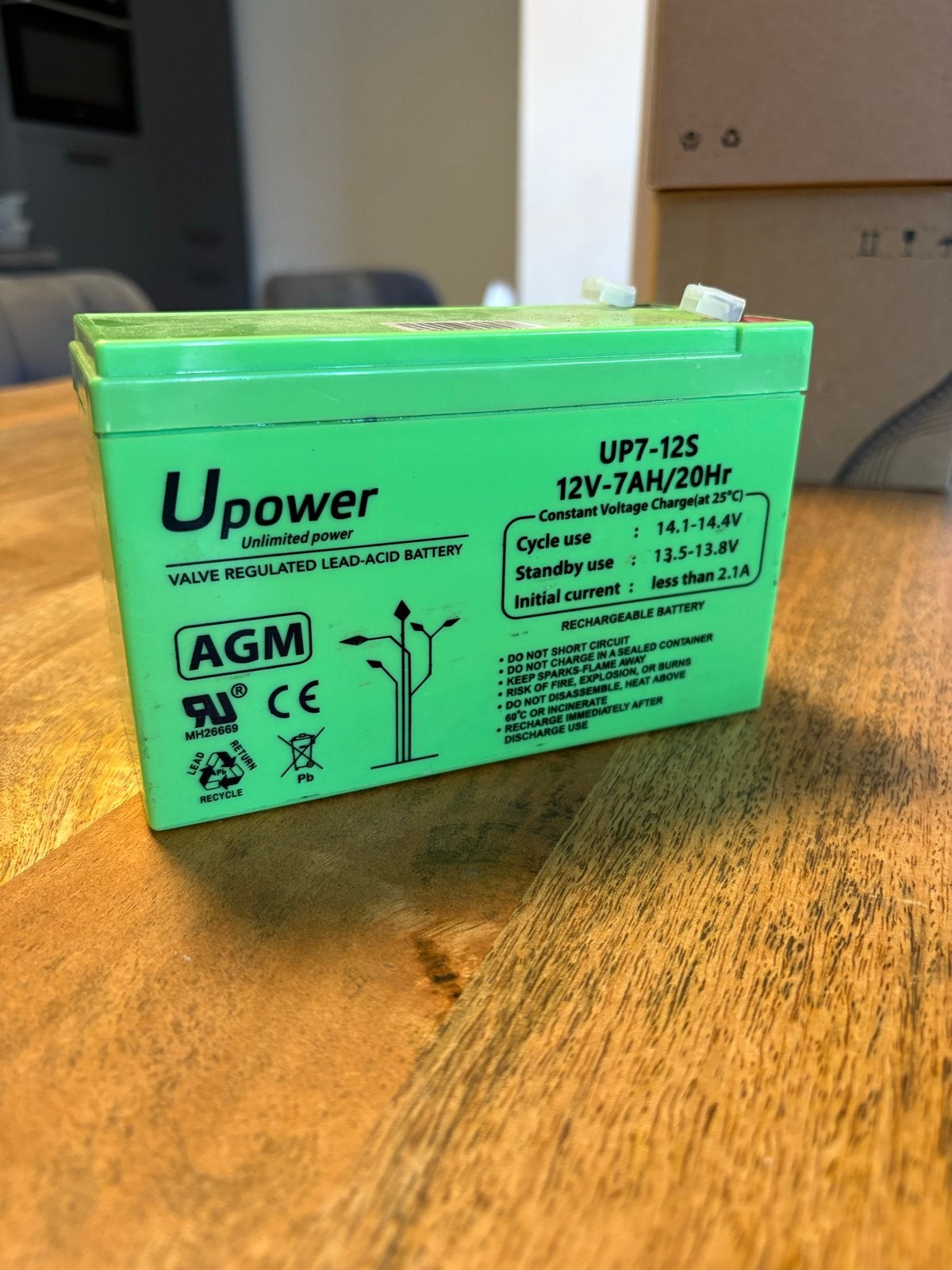 Upower UP7-12S 12V-7AH Loodaccu AGM Batterij, Ophalen of Verzenden, Nieuw, Overige automerken
