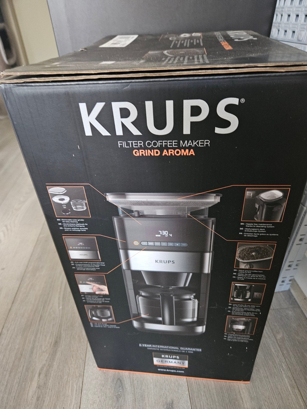 Koffiemachine met bonenmaler en timer, Ophalen, Gebruikt, Koffiemachine, Koffiebonen