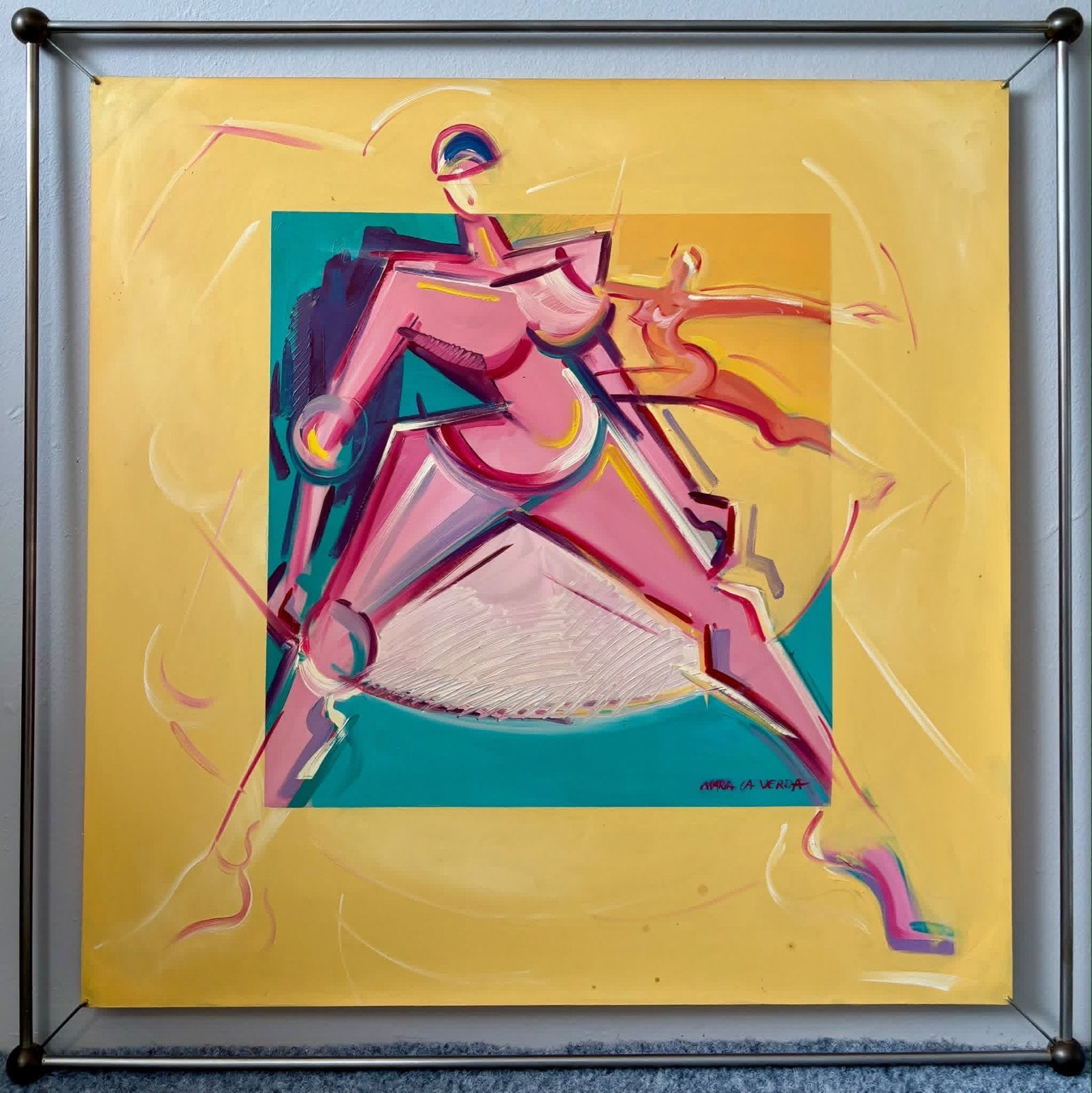 3x levendige abstracte kunstwerken van Maria La Verda, Antiek en Kunst, Ophalen