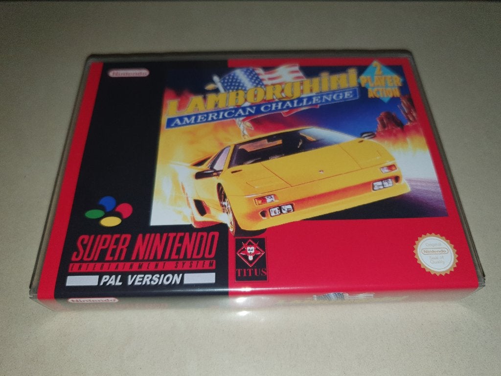 Lamborghini American Challenge SNES Game Case, Spelcomputers en Games, Games | Nintendo Super NES, Verzenden, 1 speler, Racen en Vliegen