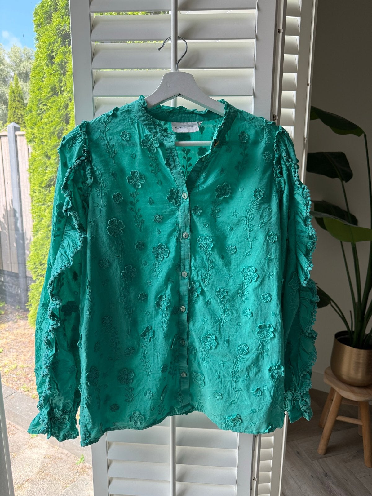 Fabienne Chapot blouse met bloemenborduursel en ruches, Kleding | Dames, Blouses en Tunieken, Ophalen of Verzenden, Zo goed als nieuw