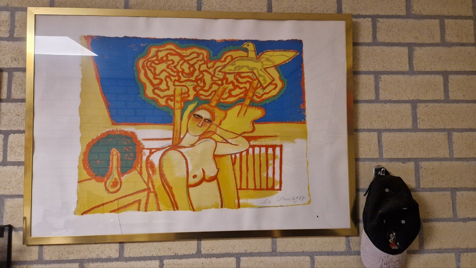 Corneille - Vrouw met vogel en boom (1987), Figuren, Papier/karton, Gesigneerd, Zeefdruk