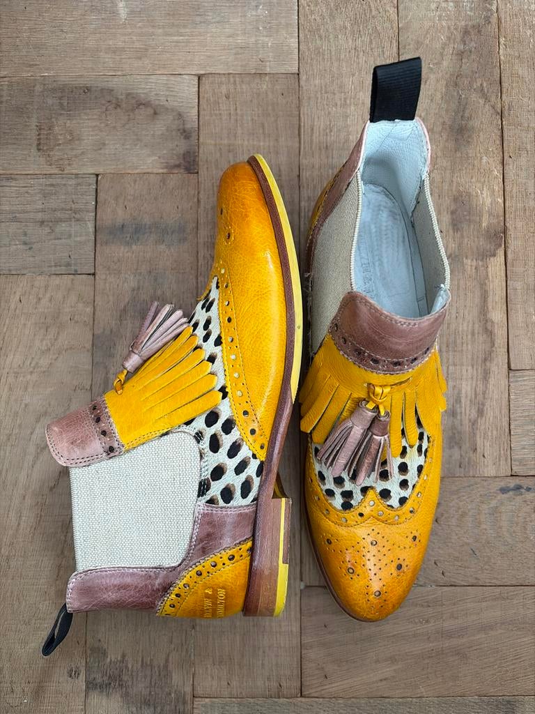 Gele brogues Melvin & Hamilton maat 40, Verzenden, Gedragen, Geel, Lage of Enkellaarzen