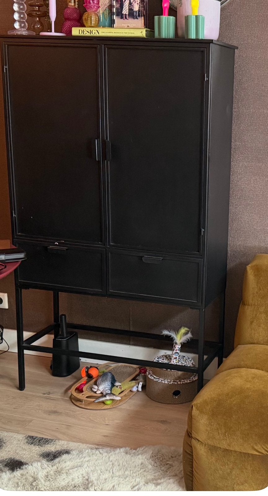 Zwart metalen kastje, Ophalen, Zo goed als nieuw, Minder dan 75 cm, Minder dan 150 cm