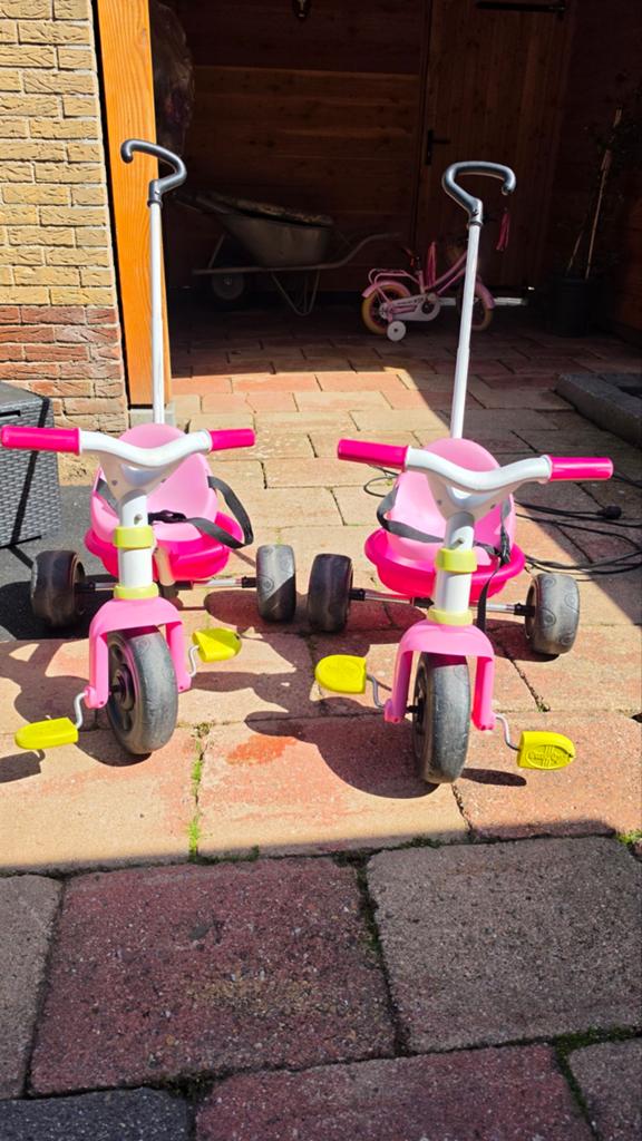 Smoby driewielers met duwstang - Roze, Fietsen en Brommers, Fietsen | Driewielers, Ophalen, Gebruikt, Smoby, Duwstang