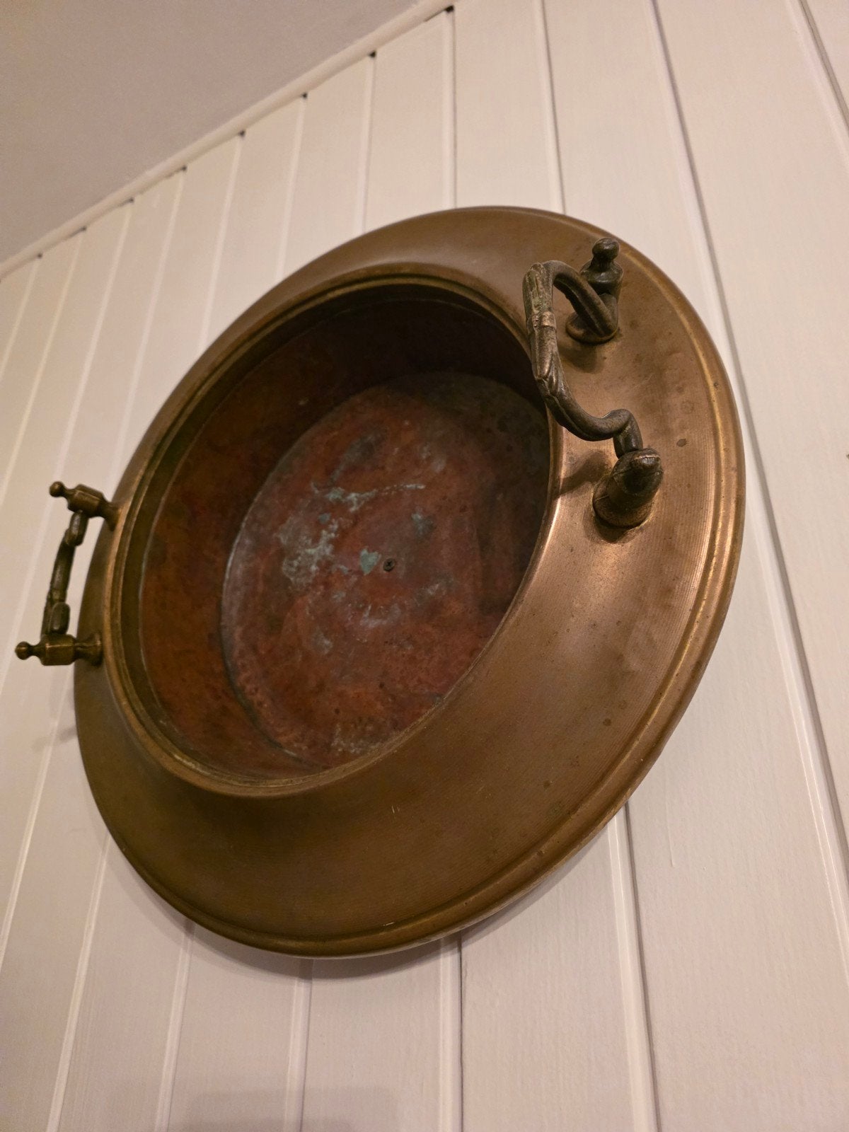 Antieke Koperen Schaal met Handvatten, Antiek en Kunst, Antiek | Koper en Brons, Ophalen of Verzenden