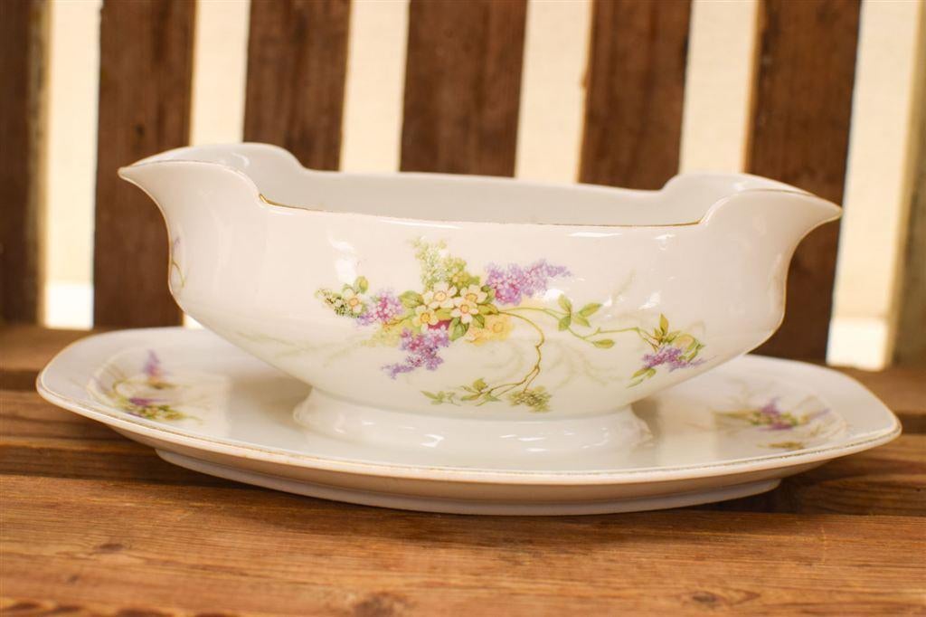 Altrohlau porseleinen jus/saus schaaltje met vast schoteltje, Gebruikt, Ophalen of Verzenden, Bord(en), Wedgwood