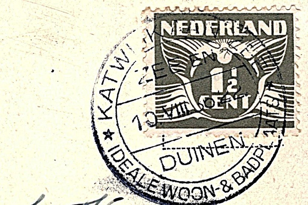 936194 Katwijk aan Zee Standbeeld Gelegenheidsstempel 1936, Ophalen of Verzenden, 1920 tot 1940, Gelopen, Zuid-Holland