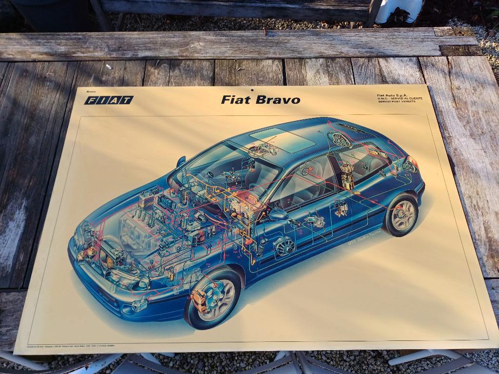 fiat bravo elektrische schema plaat poster werkplaats, Auto diversen, Ophalen