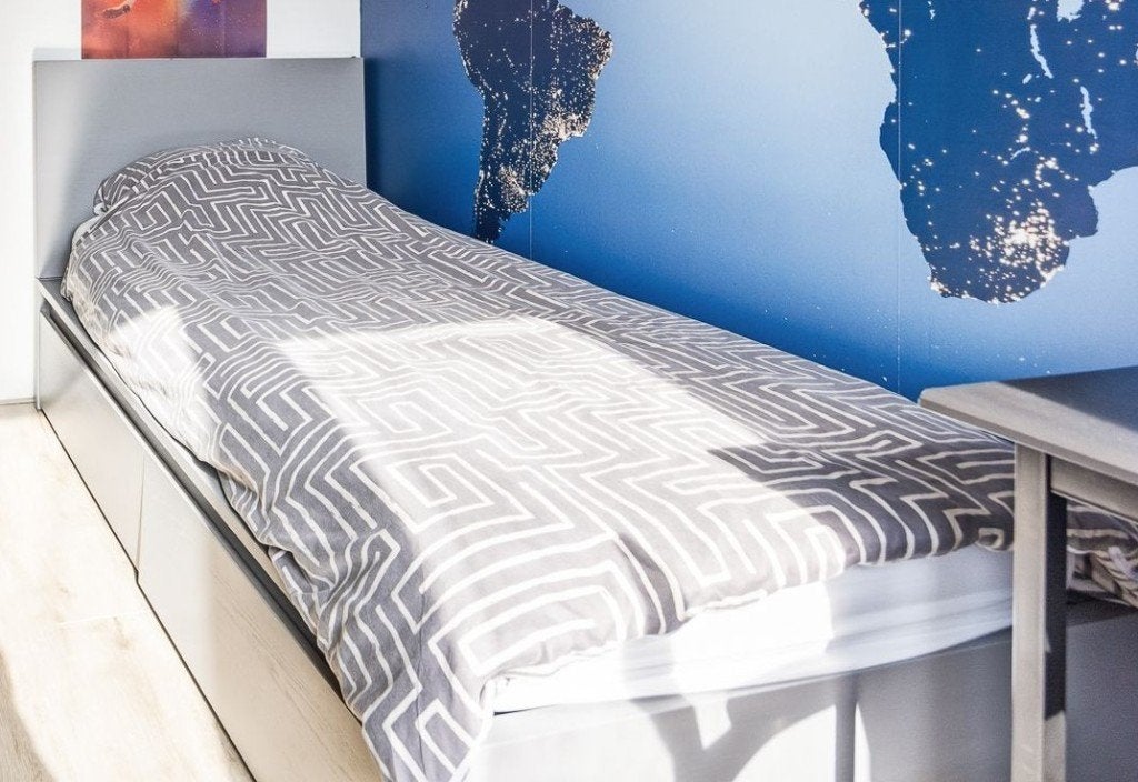 Ikea MALM bed grijs, Ophalen, Gebruikt, 90 cm, Eenpersoons