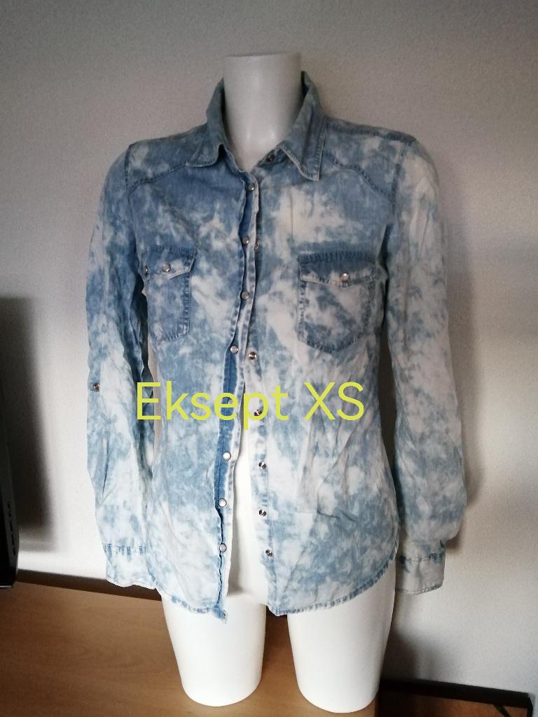 Blouse EDC Only H&M Zijde Denim XS/S Bijna Gratis Kerst, Ophalen of Verzenden, Zo goed als nieuw, Maat 34 (XS) of kleiner, Wit