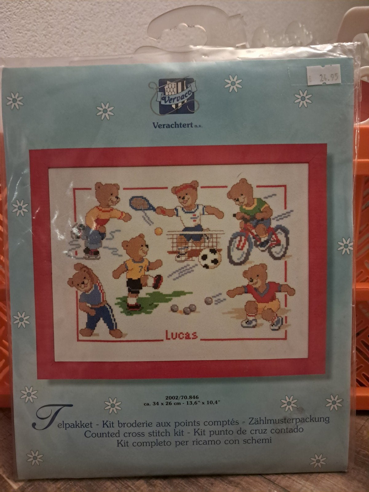 Verachtert Borduurpakket Lucas - Sportieve Beren, Hobby en Vrije tijd, Ophalen of Verzenden, Nieuw, Handborduren, Borduurpakket