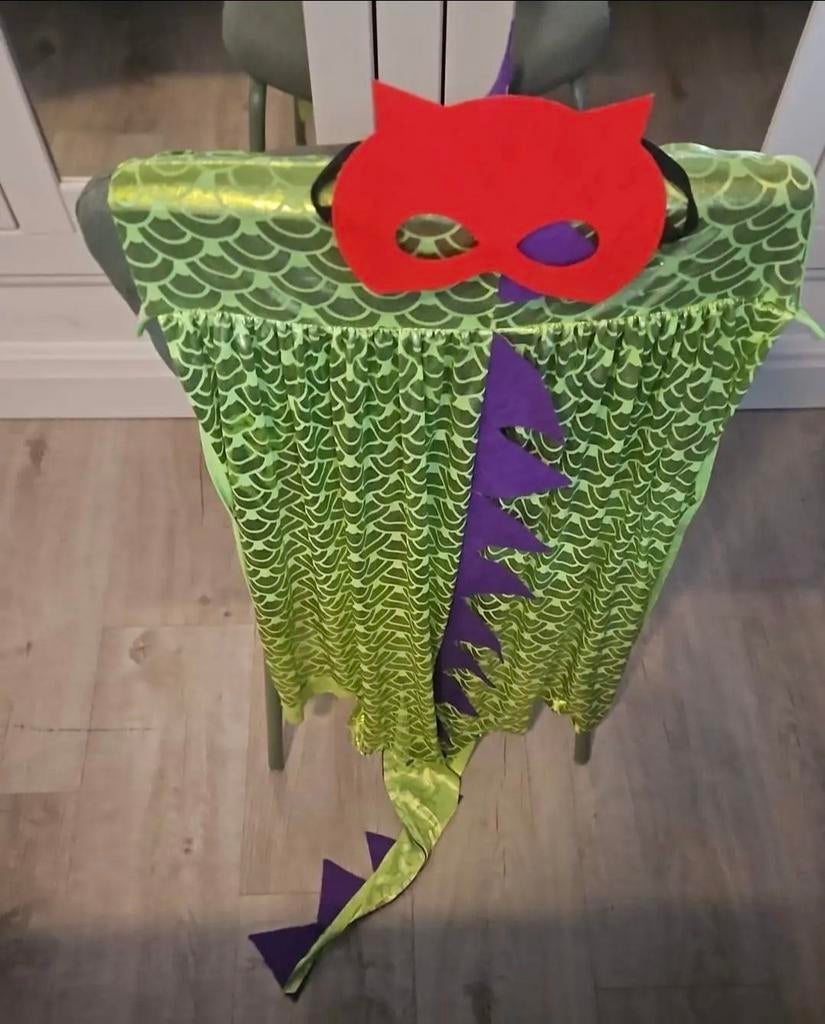 Draken cape met masker - Groen/Paars verkleedset, Ophalen of Verzenden