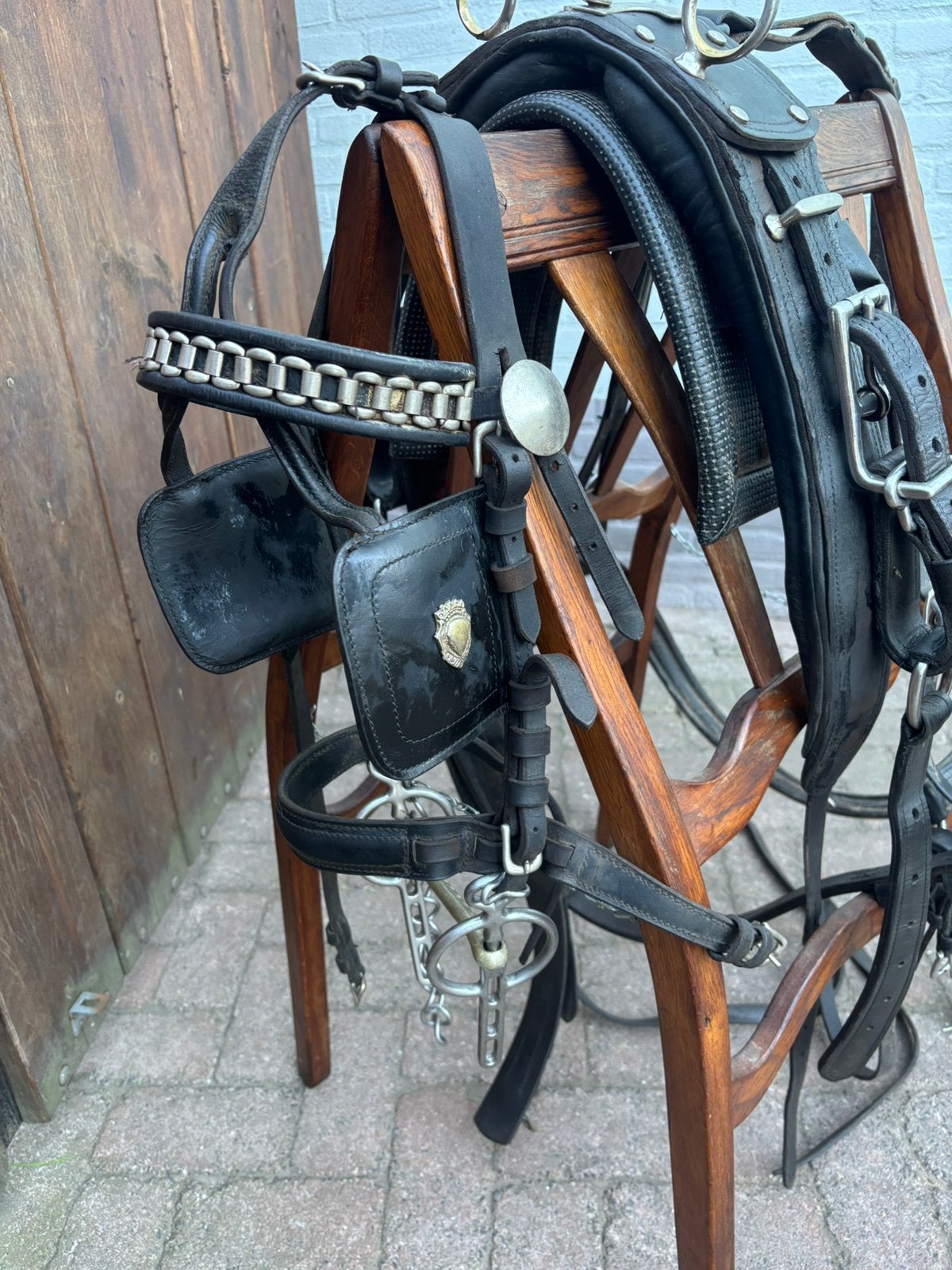 Tuig cob enkelspan, Dieren en Toebehoren, Paarden en Pony's | Hoofdstellen en Tuigage, Ophalen, Mentuig, Cob, Zwart