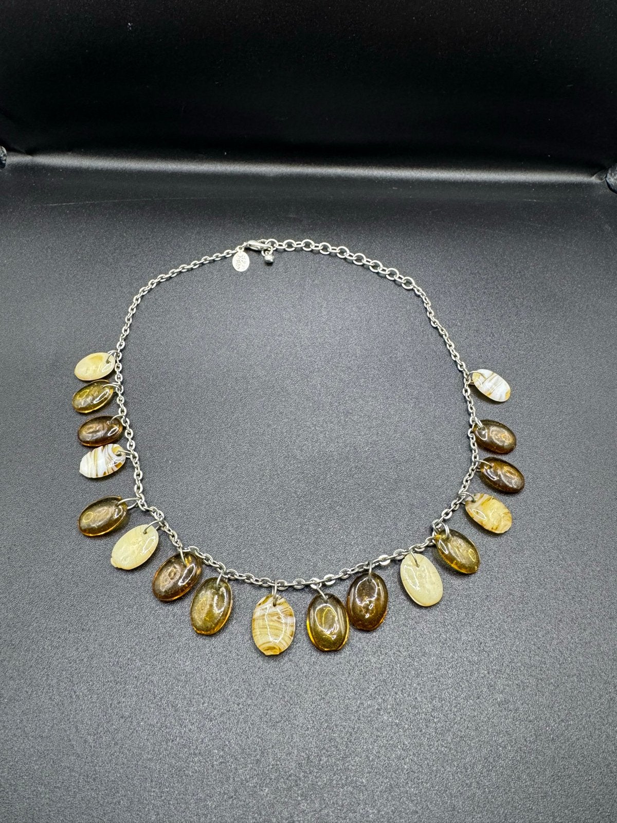 Vintage Halsketting met glazen kralen, Sieraden, Tassen en Uiterlijk, Kettingen, Verzenden, Gebruikt, Overige kleuren, Overige materialen