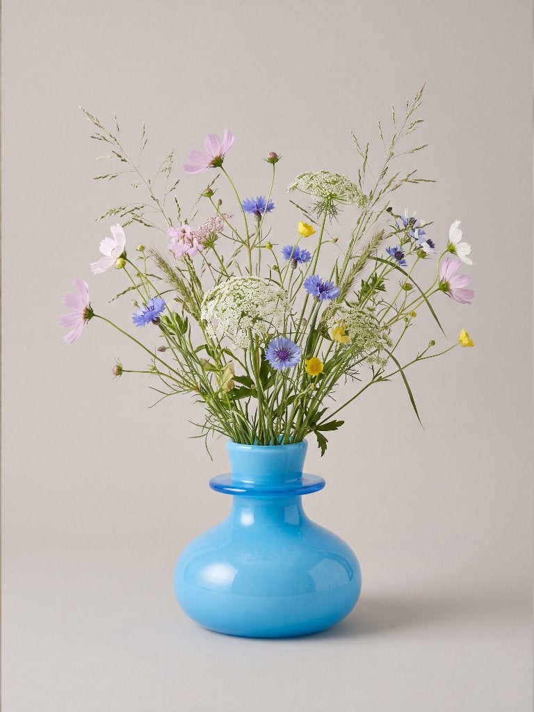 Design vaas Kosta Boda Erik Höglund in turquoise glas, Ophalen of Verzenden