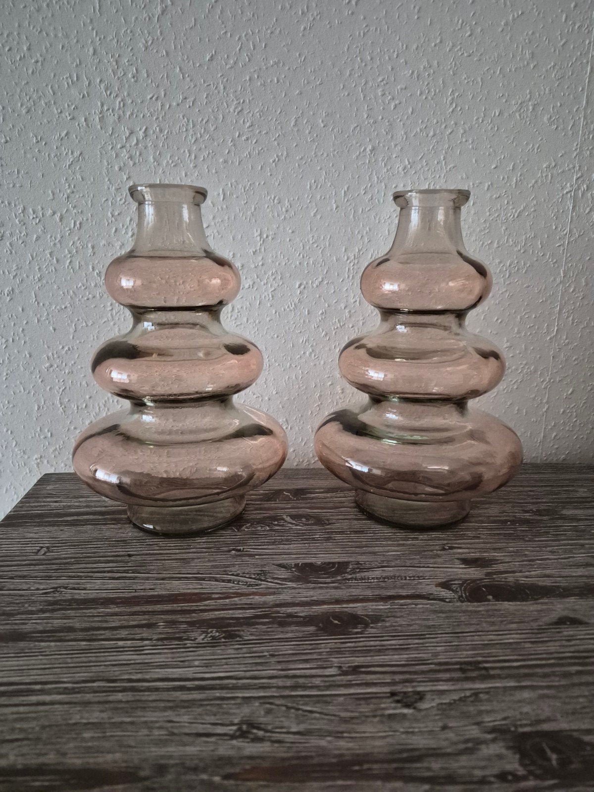 2 Roze vazen, Ophalen, 23 cm, Nieuw, Glas