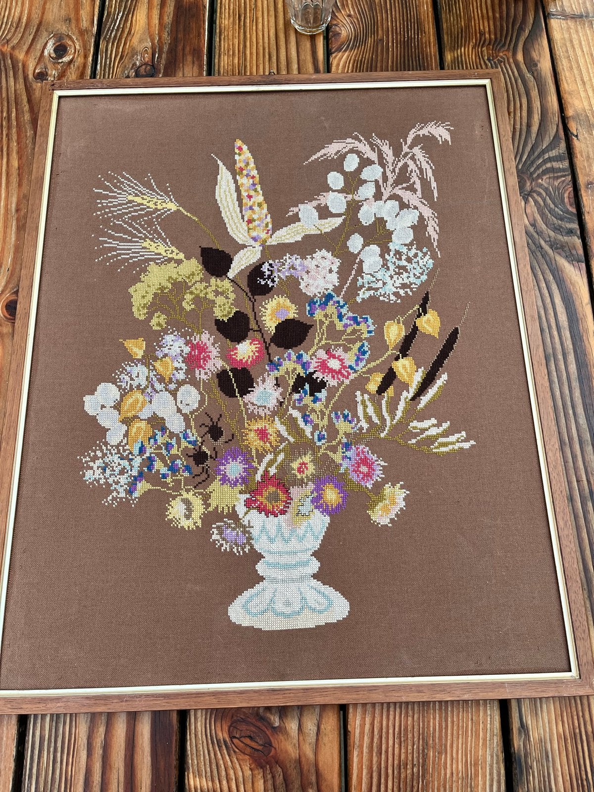 Vintage Geborduurd Veldboeket door Mies Bloch (1978), Bloemen, Bijzondere lijst, Ophalen of Verzenden, Vintage