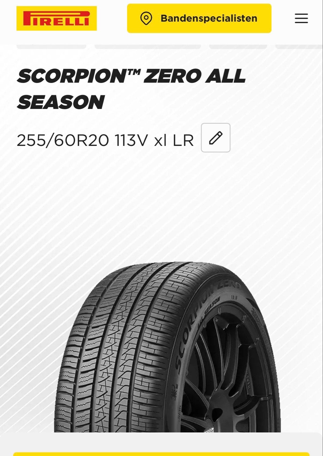 Pirelli Scorpion Zero All Season 255/60R20 113V XL LR, Auto-onderdelen, Ophalen, Gebruikt, 255 mm, Banden en Velgen
