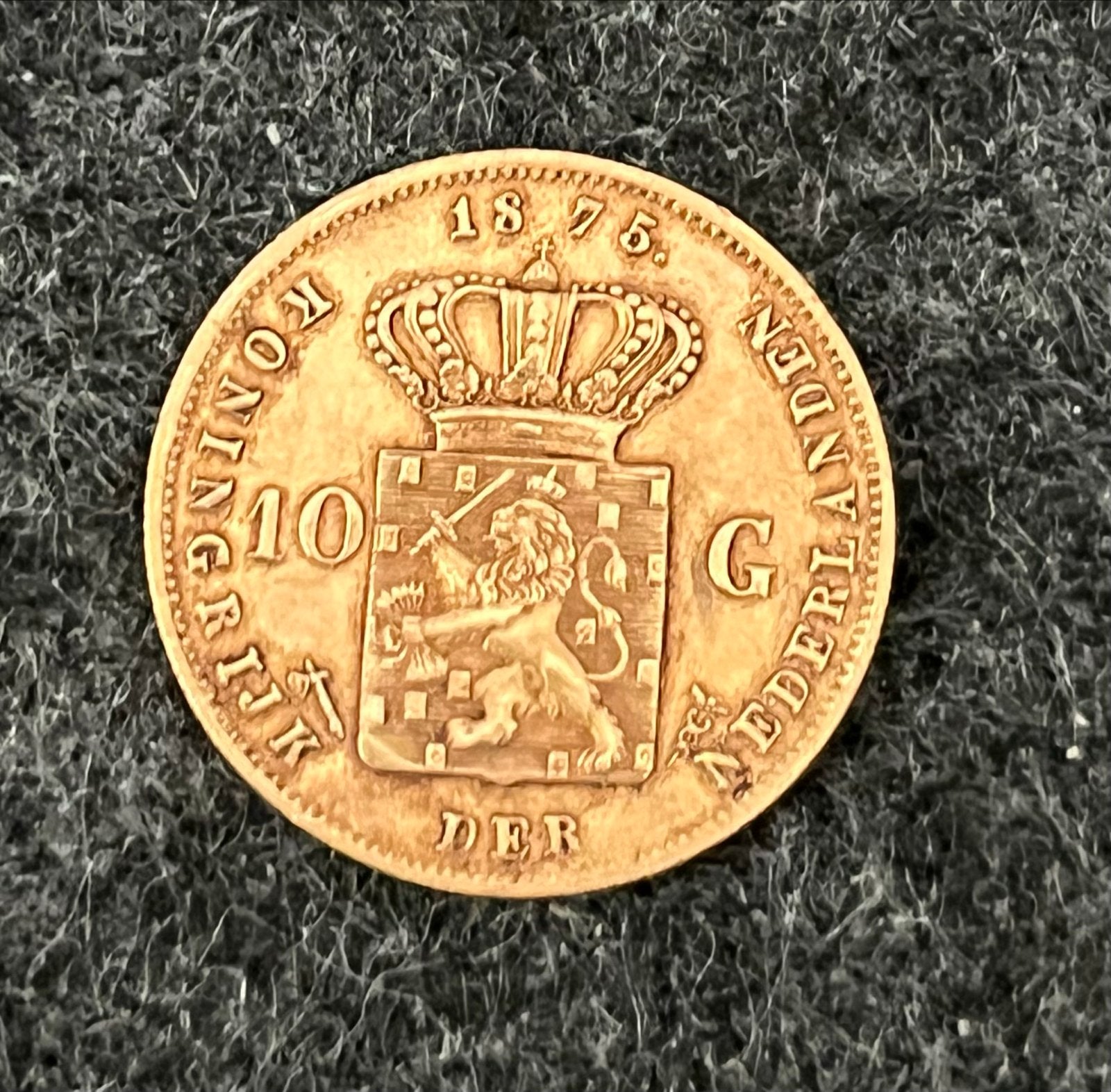 Gouden Tientje Willem III 1875, Koning Willem III, Losse munt, 10 gulden, Goud