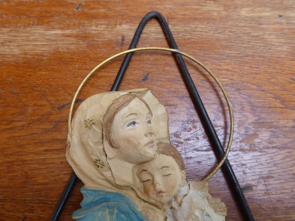 Vintage wanddecoratie Maria en Jezus, Ophalen of Verzenden