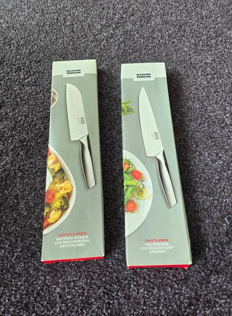 Kuhn Rikon Santoku en Chef's mes set - Nieuw in doos, Overige typen, Ophalen of Verzenden, Metaal, Overige merken